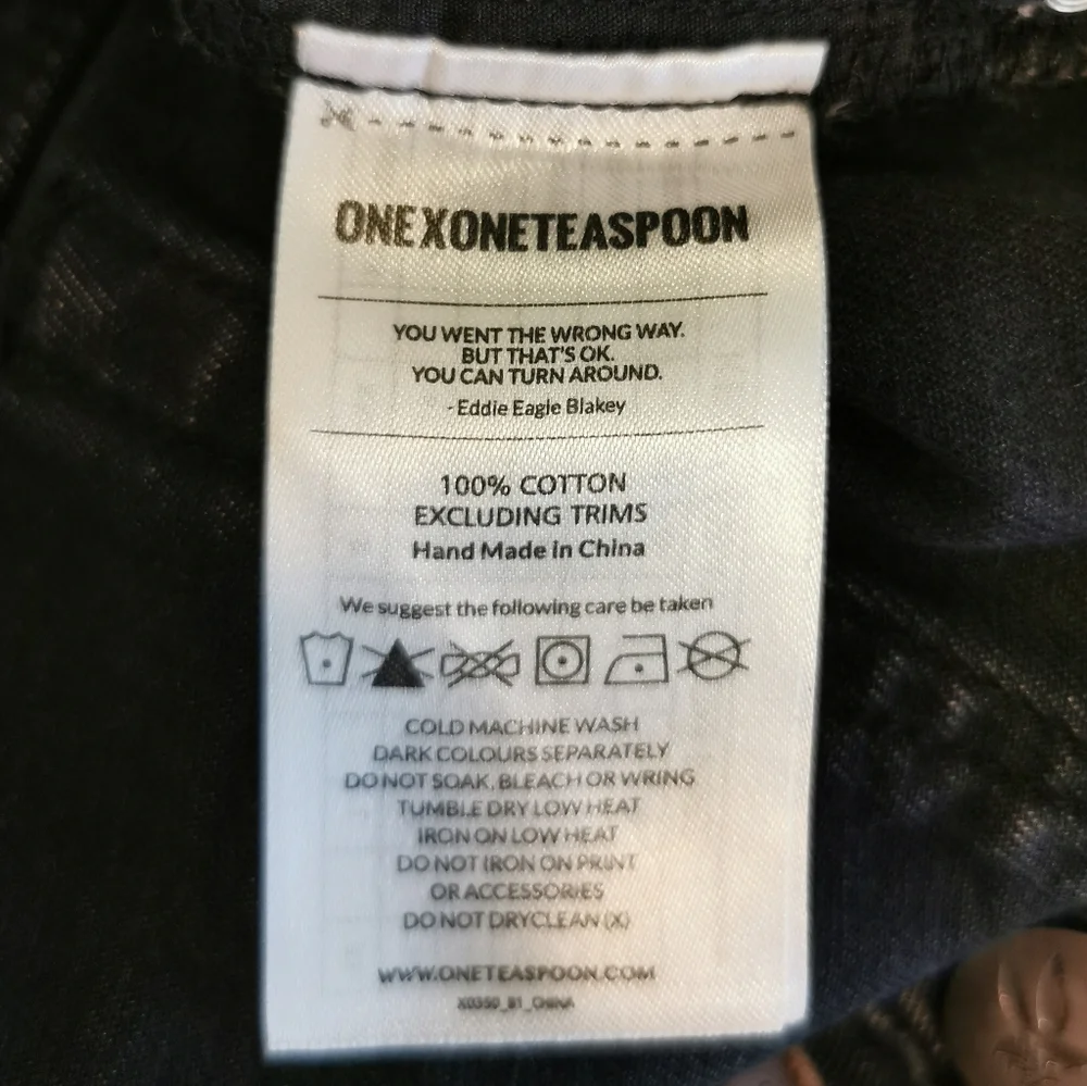 One Teaspoon Black Washed Denim Frayed Hem Embroidered Beaded Jean Shorts Boho - Picture 9 of 10